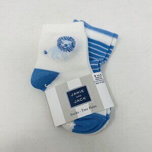 Janie and Jack Baby Boys 3-6 Months Lion Print and Striped 2 Pack Ankle Socks‎
